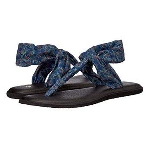 Sanuk Shoes - Sanuk Yoga Sling Ella Print Navy Paradise Palms Sanuk Shoes - Sanuk Yoga Sling Ella Print Navy Paradise Palms